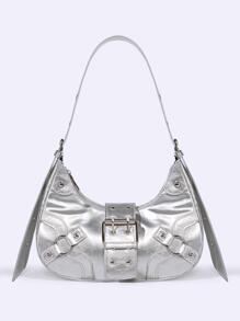Women's Korean Style Punk Shoulder Bag - Silver - View 2