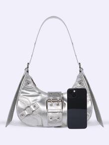 Women's Korean Style Punk Shoulder Bag - Silver - View 3