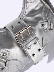 Women's Korean Style Punk Shoulder Bag - Silver - View 10