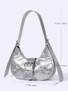Women's Korean Style Punk Shoulder Bag - Silver - View 11