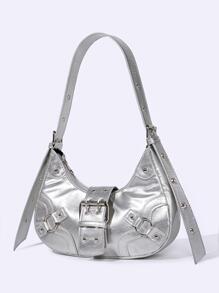 Women's Korean Style Punk Shoulder Bag - Silver - View 4