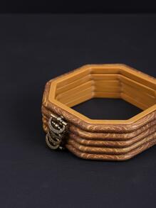 5pcs 14*14 Octagonal Antique Wood Grain Embroidery Hoop/Decorative Ring - Brown - View 4