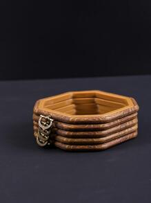 5pcs 14*14 Octagonal Antique Wood Grain Embroidery Hoop/Decorative Ring - Brown - View 3