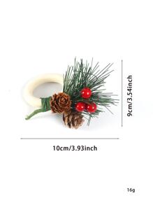4pcs Hotel/home/farmhouse/festival/celebration/dating/party/decorative Tree Circle Pine Cone & Red Fruit Napkin Ring From Forest Series