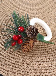 4pcs Hotel/home/farmhouse/festival/celebration/dating/party/decorative Tree Circle Pine Cone & Red Fruit Napkin Ring From Forest Series