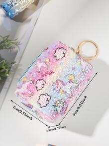 Sequin Decor Portable Cartoon Unicorn Coin Purse - Nhiều màu - Xem 5