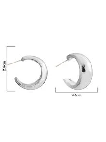 1 Chunky Hình Chữ C Màu Bạc Đôi Khuyên Tai Vòng Cho Nữ Bông Tai Đinh Đơn Giản Thanh Lịch Bông Tai Trang Sức Quà Tặng - Bạc - Xem 4