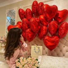 kumozawa 10pcs Red Heart-Shaped Wedding/Proposal/Party Background Decoration Balloons, 1pc Red Heart-Shaped Aluminum Foil Balloon, - Red - View 7