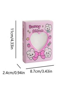 1pc Lovely Heart Shaped Hollow Out Photo Album With Cartoon Rabbit, 1 Grid Star-collecting Card For Student, Star Collection Book - Multicolor - View 8