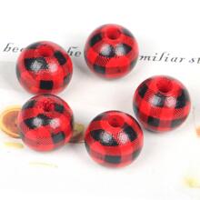 20入組/套16MM天然木珠子彩色線格條紋圓木珠子適用於珠寶製作DIY配件 - 彩色 - 查看 8