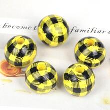 20入組/套16MM天然木珠子彩色線格條紋圓木珠子適用於珠寶製作DIY配件 - 彩色 - 查看 6