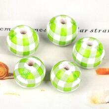 20入組/套16MM天然木珠子彩色線格條紋圓木珠子適用於珠寶製作DIY配件 - 彩色 - 查看 7