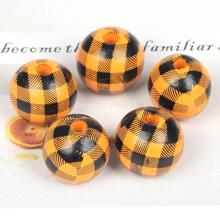 20入組/套16MM天然木珠子彩色線格條紋圓木珠子適用於珠寶製作DIY配件 - 彩色 - 查看 10