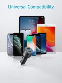 Anker Car Charger, 36W Metal Dual USB Car Phone Charger Adapter, PowerDrive III 2-Port 36W Alloy for iPhone 14 13 12 11 Pro Max mini X XR XS, iPad Pro mini, Galaxy S20/ S20+/ S10/ S10e/ S10+ and More - Grey - View 5