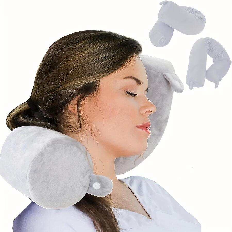 Trải nghiệm sự thoải mái và hỗ trợ ở bất cứ đâu với chiếc gối du lịch Memory Foam này - Xám - Xem 1