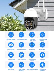 Reletech 1 台 4k 4mp+4mp 雙鏡頭監視器戶外 Wifi,360° Ptz 家用安全攝像頭,帶自動變焦跟踪,支援 2d/3d 降噪,人體檢測,8 倍混合變焦,彩色夜視,有線 Ip 攝像頭 - 黑與白 - 查看 2