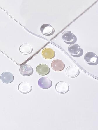 40片透明圆形玻璃指甲油颜色展示卡，带水波纹图案，适用于美甲沙龙、美甲用品、美甲工具、美甲艺术工具、返校季、美甲、美甲贴片工具