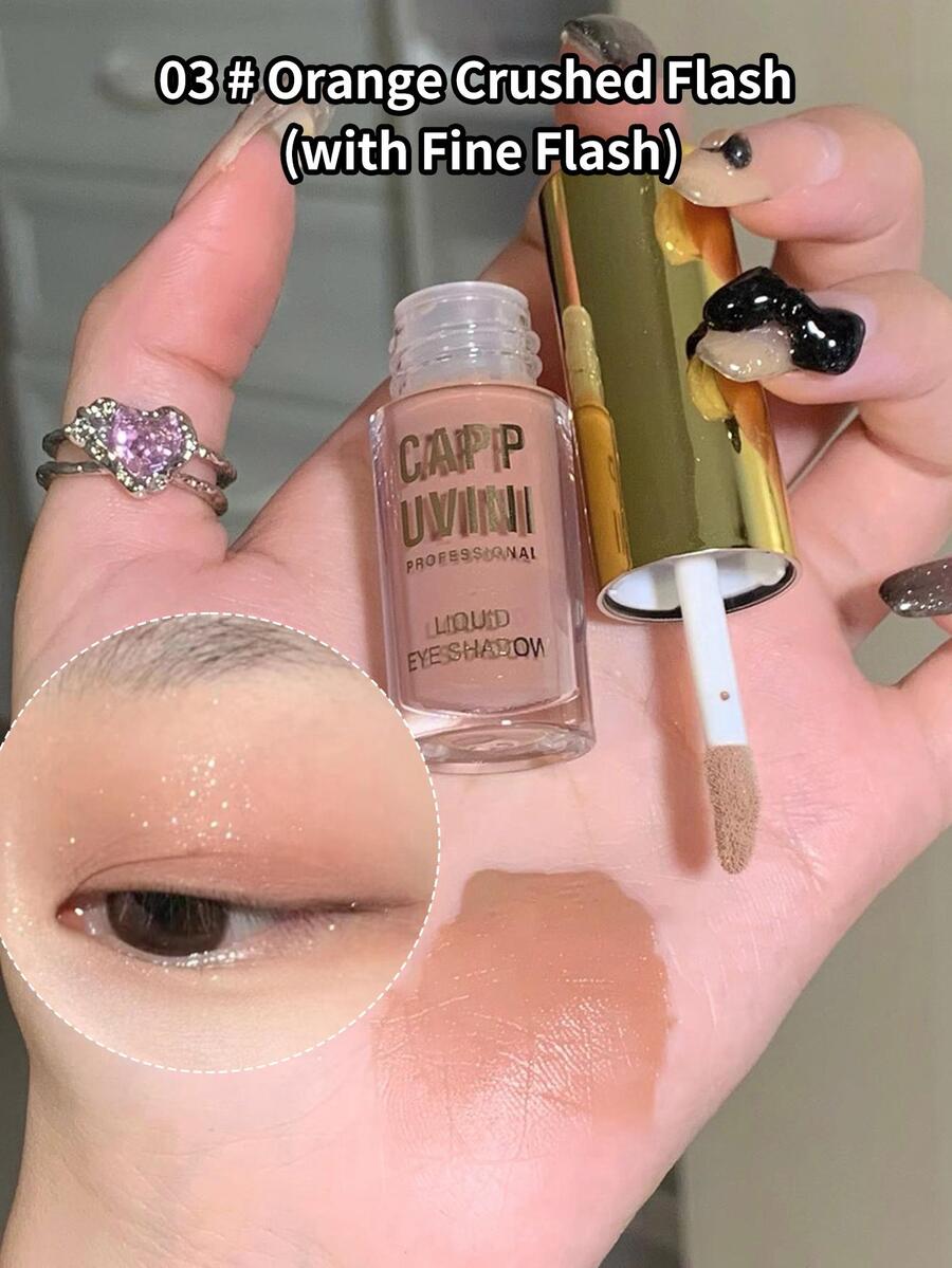 Cappuvini Long-Lasting Liquid Eyeshadow, Shimmer Waterproof Smudge Proof Eye Shadow With Fine Flash - Coffee - View 1