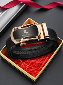 Men Litchi Embossed Automatic Buckle Belt For Husband And Boyfriend Gifts Work Summer, School Fall, Autumn, Halloween