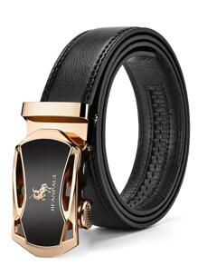 Men Litchi Embossed Automatic Buckle Belt For Husband And Boyfriend Gifts Work Summer, School Fall, Autumn, Halloween