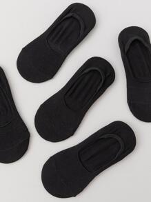 5 Pairs Candy Color Women's Boat Socks & Black Invisible Socks - Popular Solid Color All-Match Invisible Socks, Versatile For Spring, Summer, Autumn, Essential For Going Out - Black - View 4