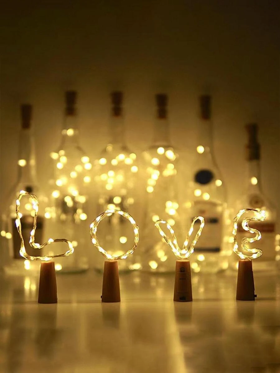 1pc Copper Wire Lights Bottle Stopper String Lights, 10L1M/20L2M/30L3M Fairy String Lights For Flowers, Cakes, Holiday Star Bottle Toppers - Multicolor - View 1