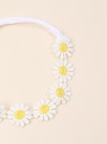 1 件装婴儿花朵装饰发带，用于头饰，爱情情人节 - 黃色 - 查看 3