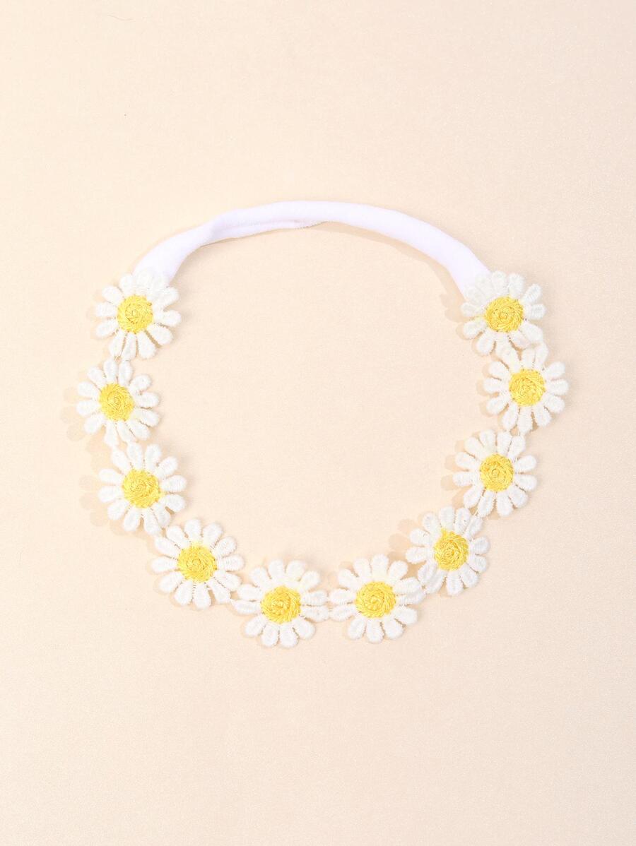 1 件装婴儿花朵装饰发带，用于头饰，爱情情人节 - 黃色 - 查看 1