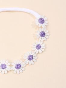 1件女婴紫色雏菊花朵装饰发箍，甜美婴儿发饰 - 紫色 - 查看 4