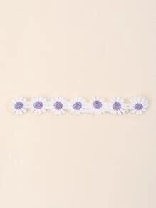 1件女婴紫色雏菊花朵装饰发箍，甜美婴儿发饰 - 紫色 - 查看 3