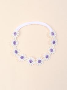 1件女婴紫色雏菊花朵装饰发箍，甜美婴儿发饰 - 紫色 - 查看 1