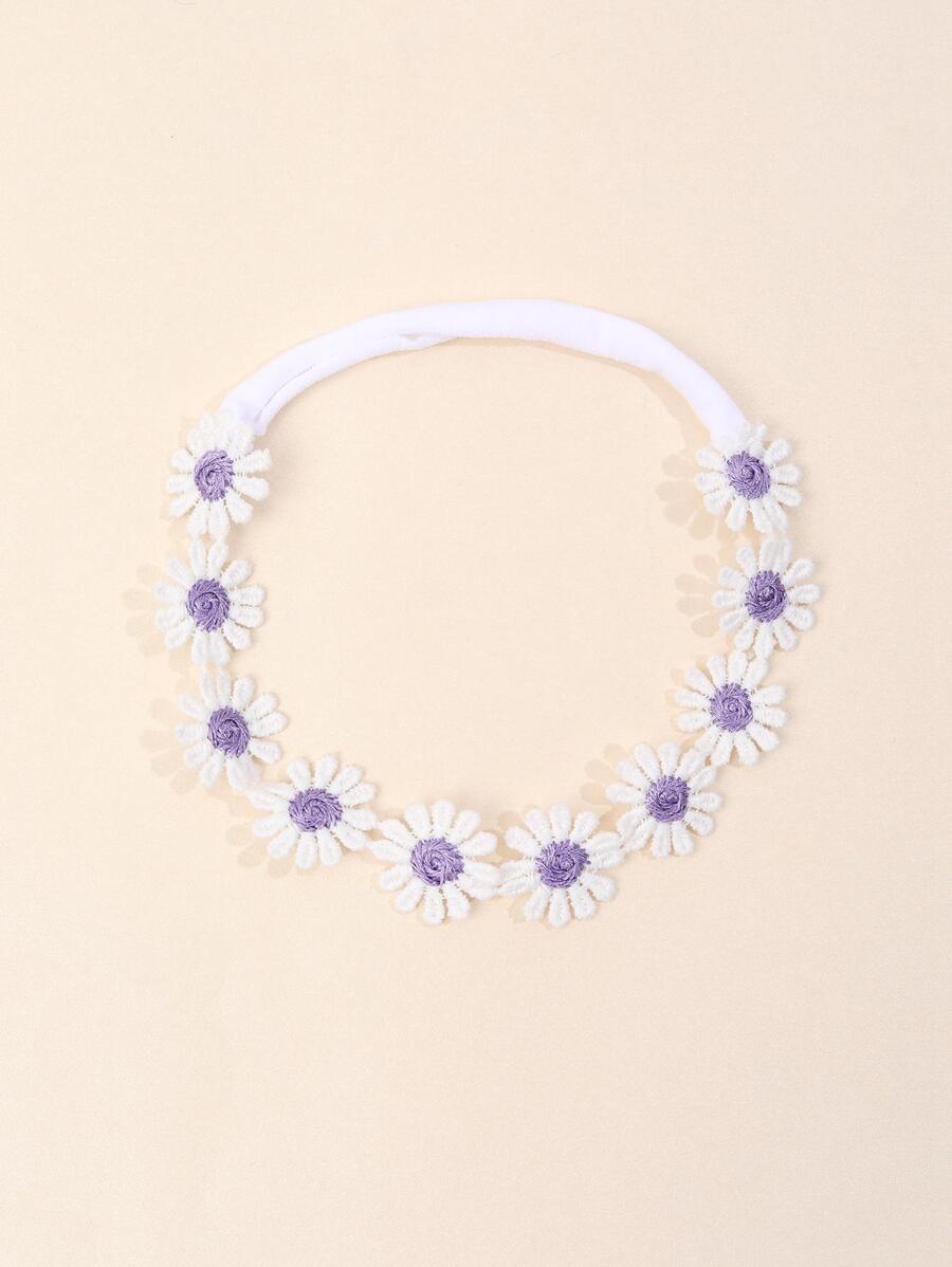 1件女婴紫色雏菊花朵装饰发箍，甜美婴儿发饰 - 紫色 - 查看 1