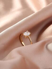 Nooxian 1 Chiếc Nhẫn Trang Trí Hình Bầu Dục Đính Đá Cubic Zirconia Tinh Tế Cho Nữ Làm Quà Tặng - Vàng - Xem 5