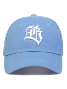 AR 男性刺繡細節棒球帽，適用於日常生活和戶外街頭 - 淺藍色 - 查看 2