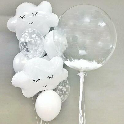 kumozawa 11pcs Cloud Design Decorative Balloon Set (Straws Not Included)
