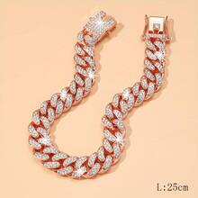 1入組時尚和豪華嘻哈風格鏈式腳鏈帶閃亮水鑽適用於女士禮品 - 玫瑰金 - 查看 2