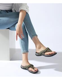Womens Arch Support Flip Flops | Ladies Orthotic Thong Sandals Khaki - 卡其色 - 查看 3
