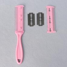 1 Miếng Lược cắt tóc , Máy ép Tóc Dao cạo Với lược , Chia kết thúc Tông đơ cắt tóc , Cạnh đôi Lưỡi dao cạo Đối với Gầy & Dày Cắt tóc Và - Hồng - Xem 6