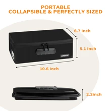 JUNDUN Index Card Holder with Lock,Collapsible Fireproof Index Card Box fits 1200 4x6-Inch Flash Cards - Business, Recipe, or Note Card Storage Boxes - Black - View 5