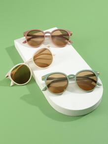 3pcs Kids' PC Ellipse Arrow Combination Fashion Glasses - Brown - View 1