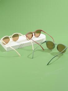 3pcs Kids' PC Ellipse Arrow Combination Fashion Glasses - Brown - View 3