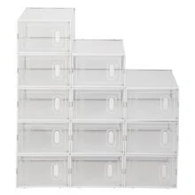 SUNROAD Shoe Storage Boxes 12 Pack Clear Plastic Stackable - White - White - View 6