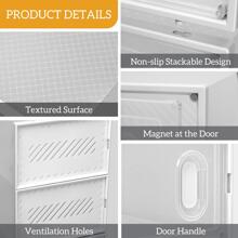 SUNROAD Shoe Storage Boxes 12 Pack Clear Plastic Stackable - White - White - View 10