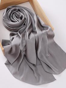 1pc Natural Crinkle Solid Color Headscarf Satin Hijab Women Head Wrap - Grey - View 1