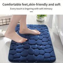 Alfombra de baño con patrón de piedra anti deslizante - Azul - Ver 2