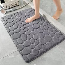 Alfombra de baño con patrón de piedra anti deslizante - Azul - Ver 3