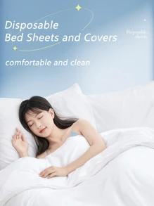 Disposable Bed Sheets Travel Sheets for Hotel, Disposable Sheets for Bed Travel Bedding Cover Portable Sheet with 1 Quilt Cover, 1 Sheet and 2 Pillowcase for Travel Business Trip Spa Hotel - Dusty Blue - View 7