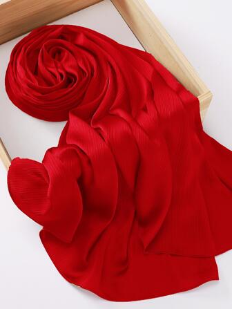 1 Pieza Pañuelo Hijab De Satén Arrugado Para La Vida Diaria, Actividades Al Aire Libre Y Viajes