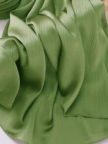 1入組起皺的緞面頭巾圍巾 - 橄欖綠 - 查看 2