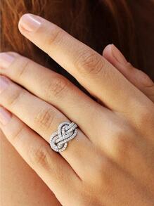 1枚精美女戒,時尚立體氧化鋯指環,伴娘婚戒,永恆之戒 - 銀色 - 查看 3